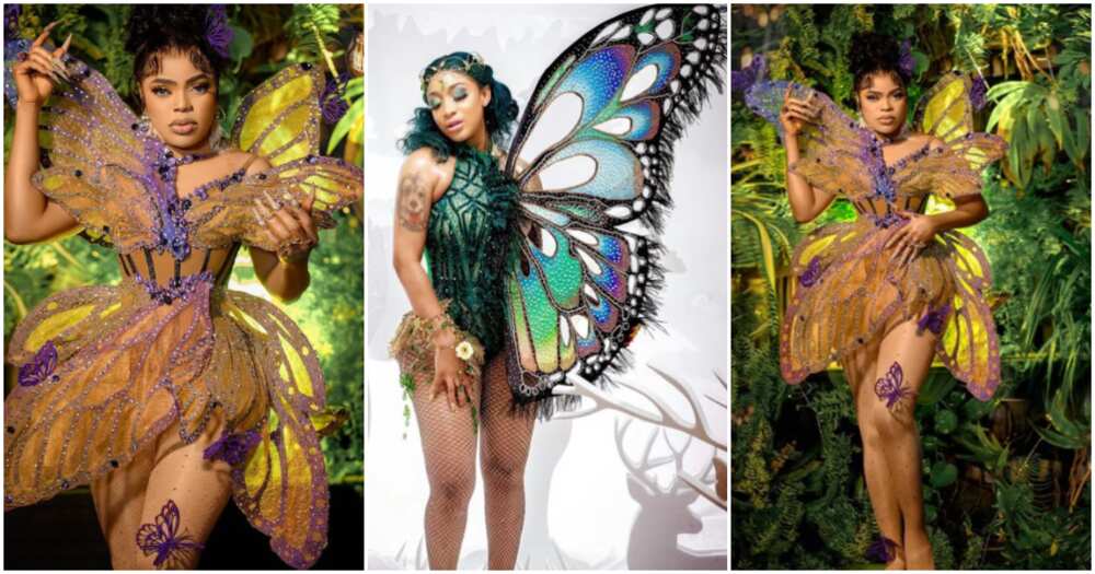 Bobrisky's butterfly look for birthday