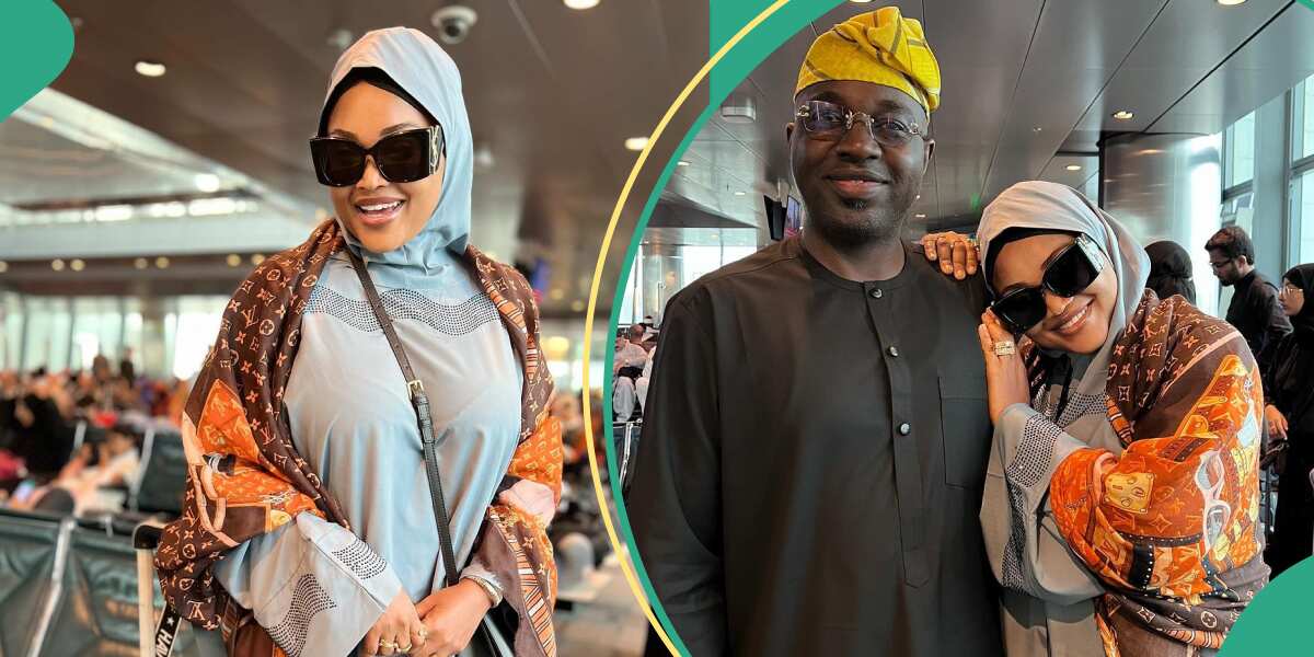 See the adorable moment Mercy Aigbe and her husband jetted out for Umrah 2024