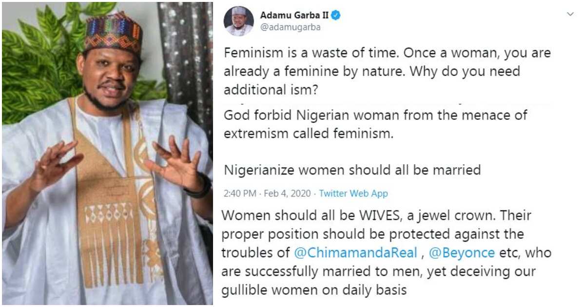 Image result for Adamu Garba says feminism is a waste of time, Nigerian women should all be married."