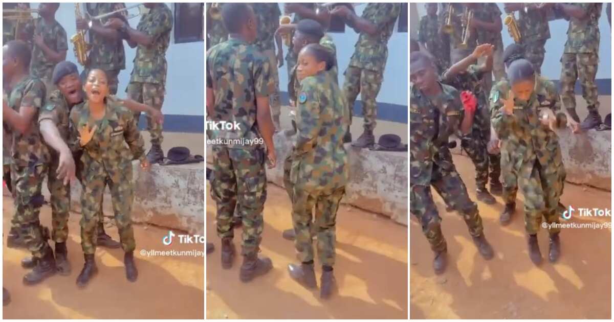 Video of Nigerian female soldier doing legwork to Asake's song, Organise goes viral