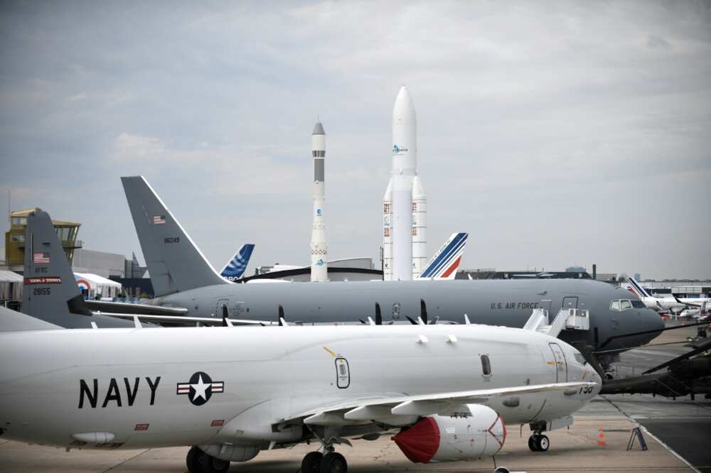 US Air Force and Navy aircraft on display ahead of Monday's opening of  the Paris Air Show