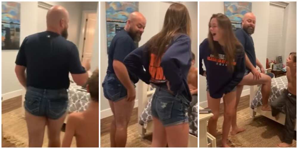 Photos of a dad and his daughter in hotpants. 
