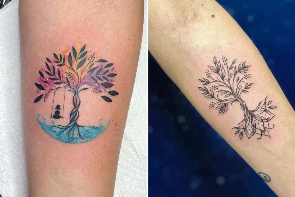 Mother and son matching tattoos