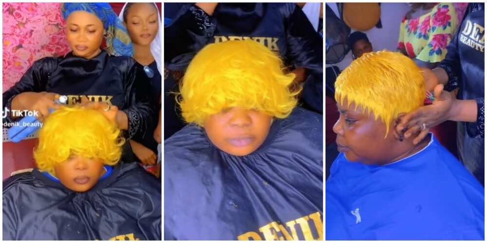 Photos of the yellow hairstyle