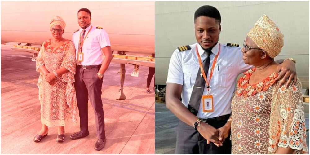 Nigerian pilot flies his mum for the 1st time, adorable mother-son photos go viral