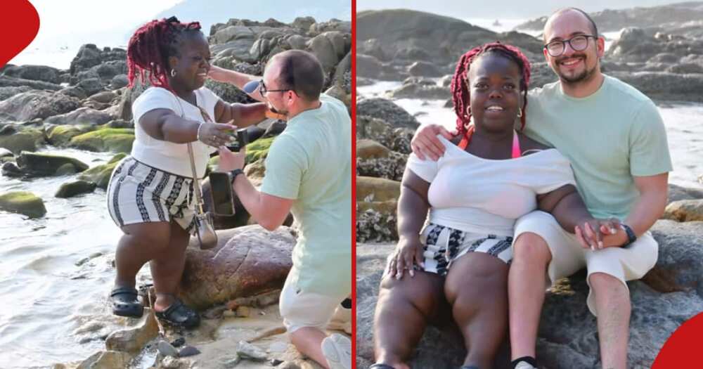 Comedian Fats Timbo was overjoyed after boyfriend Alan proposed to her.