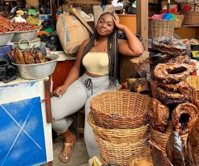 Photos of a slay queen selling fishes go viral on the internet