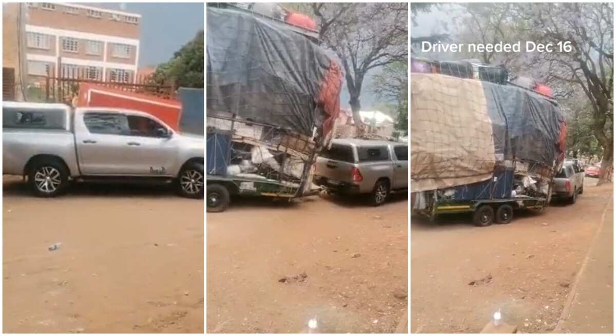 Video: See how this man is using a Hilux car to pull a loaded trailer