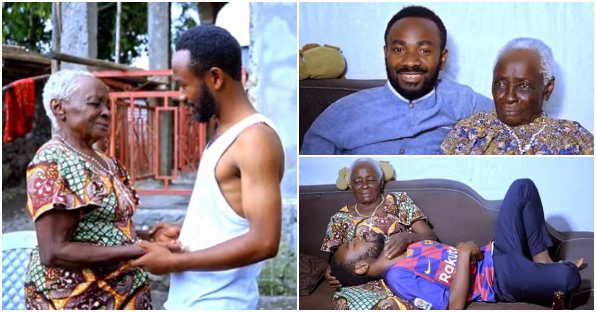She's not a white lady: 25-year-old man Muyiwa falls in love with 85-year-old woman, gives reasons in video
