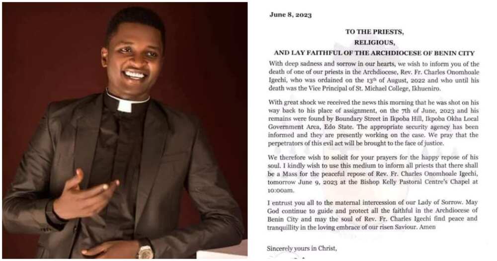 Catholic priest killed/ Catholic priest shot dead/ Gunmen kill Catholic priest/ Reverend Father Charles Igechi
