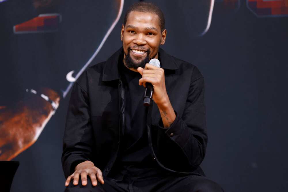 Kevin Durant during a property   league  astatine  Footprint Center successful  Phoenix, Arizona.