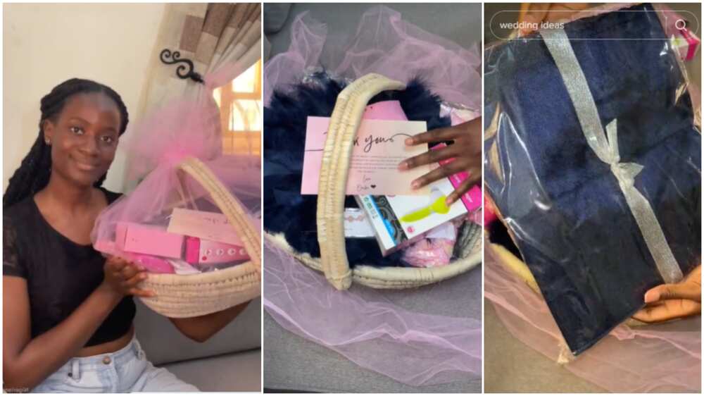 Wedding package ideas/Lady got her asoebi basket.