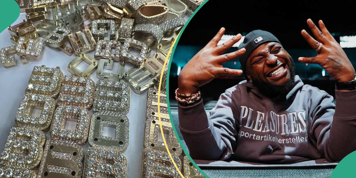 See the huge bunch of customized diamond chains Davido bought for his 30BG crew members (pictures)