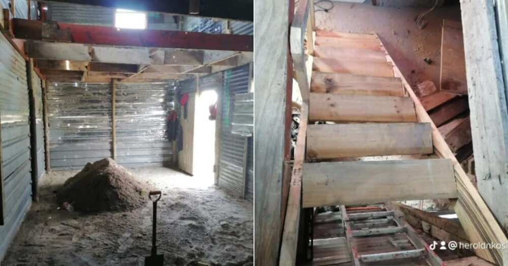 Man shows inside of two-storey shack on TikTok
