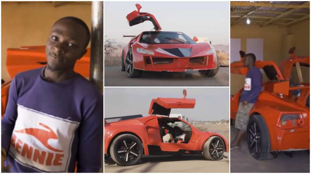 Young Nigerian man who built fine sports car says he once sold his phone to survive