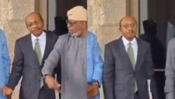 "He was looking so uncomfortable": Video of CBN Governor Emefiele after meeting with President Tinubu sparks reactions