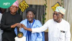 Obasanjo, Peter Obi cross paths at birthday bash of Chief Imam Of Egbaland