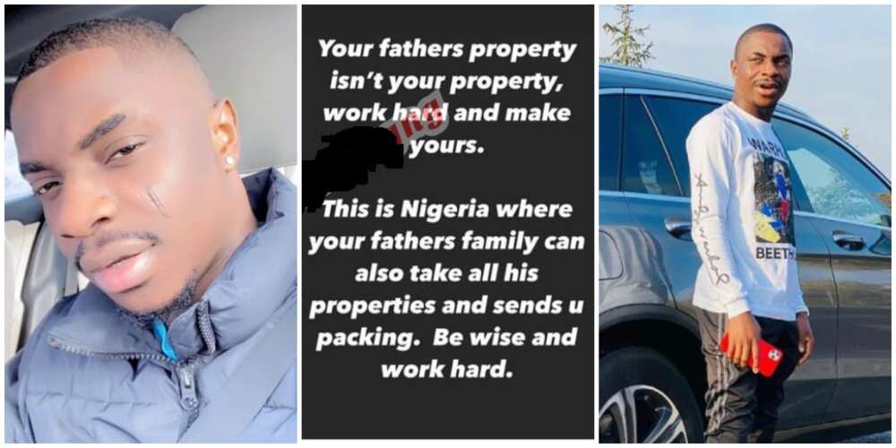 Your father's property isn't yours. Work hard and make yours - MC Oluomo's son