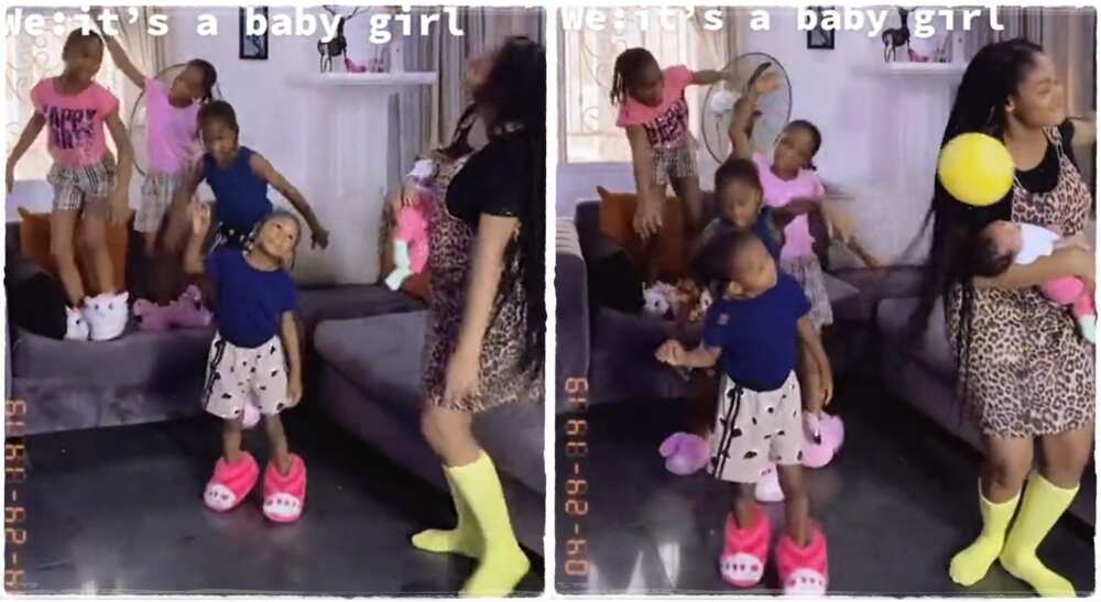 Photos of a mother who has 5 girl children.