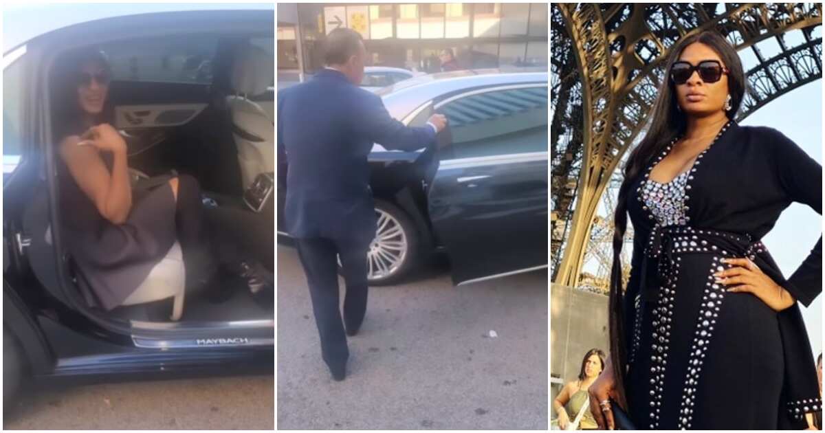 Video: Watch the moment Oyinbo man welcomed May Edochie in Spain, drives her in a Maybach