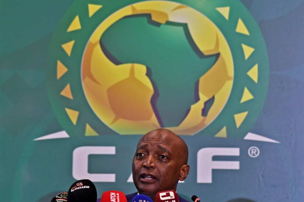 Confederation of African Football (CAF) president Patrice Motsepe at a press conference in Algeria two months ago.
