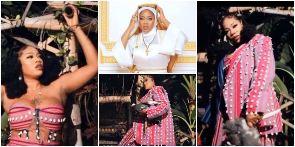 Toyin Lawani Uses Cowries in New Video As She Reacts To Criticisms for Rocking Racy Nun Outfit