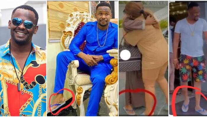 Man shares pictures of 8 different times Actor Zubby Michael wore bathroom slippers in public, Nigerians react
