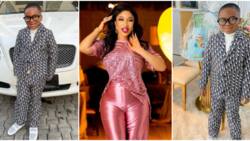Tonto Dikeh’s son King Andre pulls up in Christian Dior outfit for school’s class party, dazzles in photos
