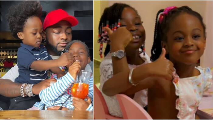 OBO clan: 5 sweet moments Davido’s 3 kids, Imade, Hailey and Ifeanyi melted hearts on social media
