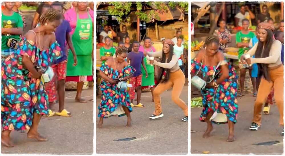 Photos of a Nigerian market woman dancing in the market. Photos of a Nigerian market woman dancing in the market.
