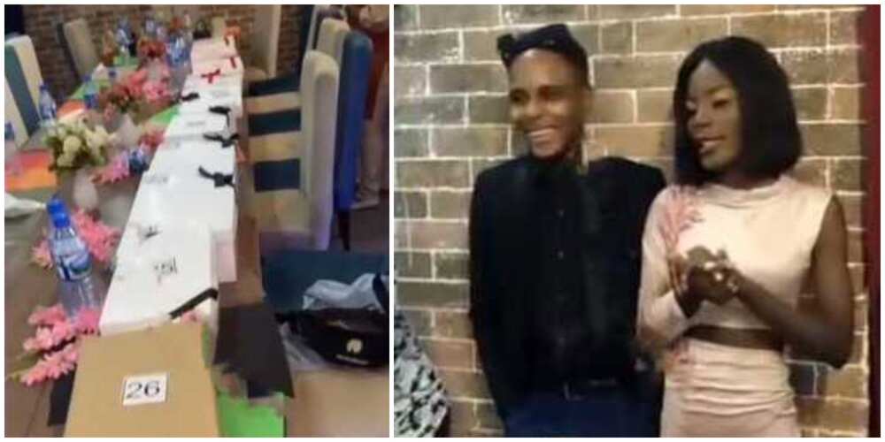 Video shows adorable moment lady lined 30 boxes of gifts on table on boyfriend's 30th birthday