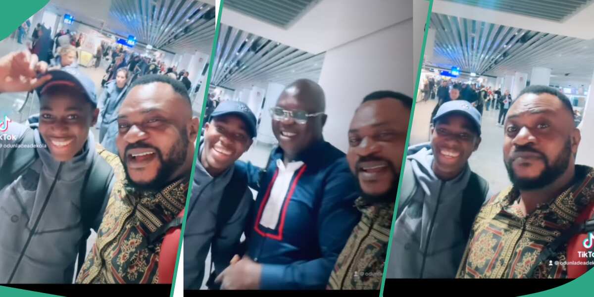 Check out the sweet moment Odunlade Adekola and Mr Latin met Asisat Oshoala at the airport