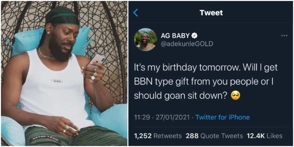 Singer Adekunle Gold asks fans if they would give him BBNaija type gifts for his birthday