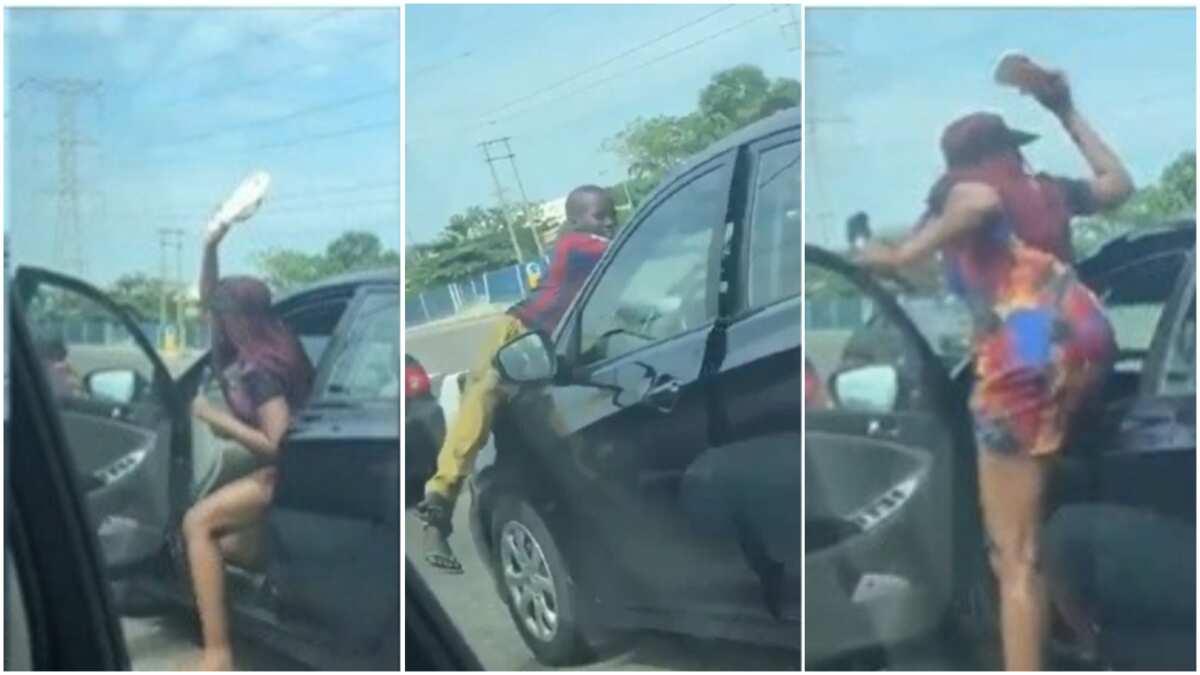 Lady captured flogging kids who cleaned her windscreen in traffic