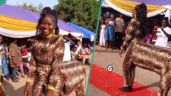 "This one na she-goat": Lady designs animal-themed attire as she graduates from fashion school