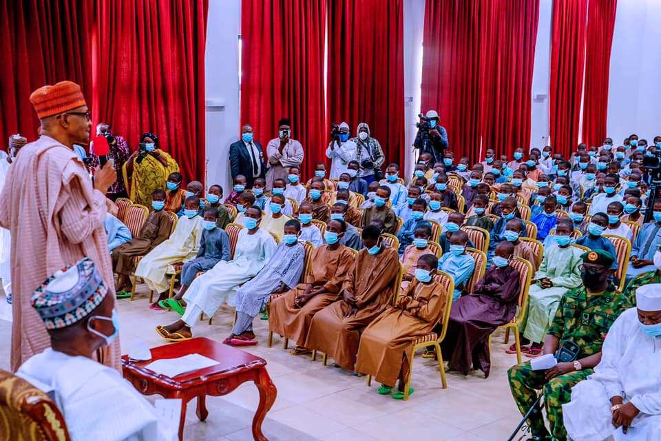 Breaking: Buhari addresses rescued Kankara boys - this is what he told them (photos)