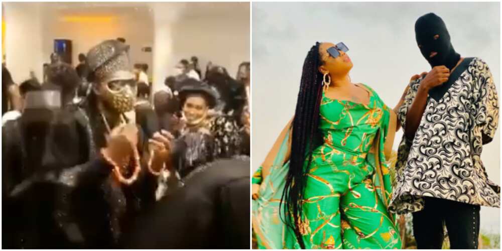 Toyin Lawani's husband dances in with his friends at their wedding