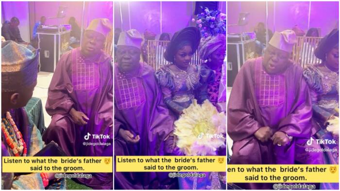 "This bride go cause wahala": Emotional moment father-in-law advised husband on wedding day in video