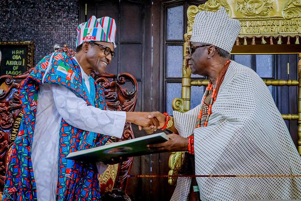 Fact Check: Did Oba of Lagos leave his throne for Buhari during president’s visit?