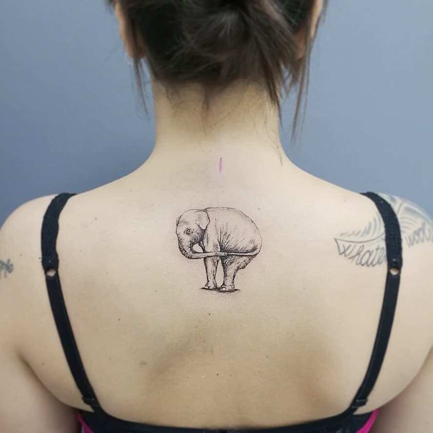 Round tattoo, Elephant tattoo design, Neck tattoos women