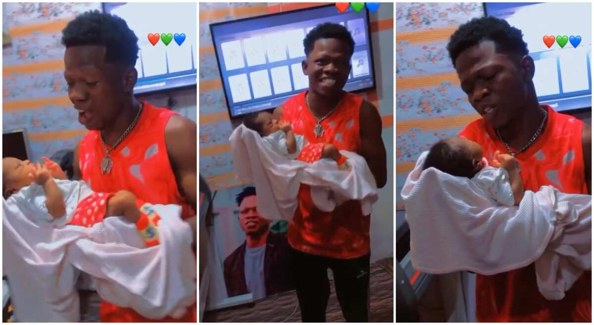 Video shows Nigerian man dancing passionately with his newborn son