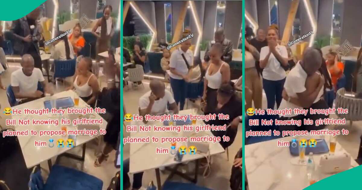 OMG! Lady went down on her knees to propose to her lover, the man accepts it and they hugged emotionally