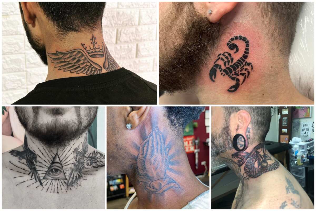 50 Small Men neck Tattoo Designs Drawings Ideas | Tatuagem no pescoço, Boas  ideias para tatuagem, Tatuagem vertical