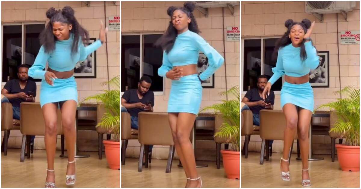 Too hot: Fine Lady in Heels Shows off Lovely Dance Moves in Viral Video,  Distracts 'Unhappy' Man Behind Her 