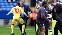 Super Eagles legend Okocha recreates iconic dance step with former Premier League boss in charity game