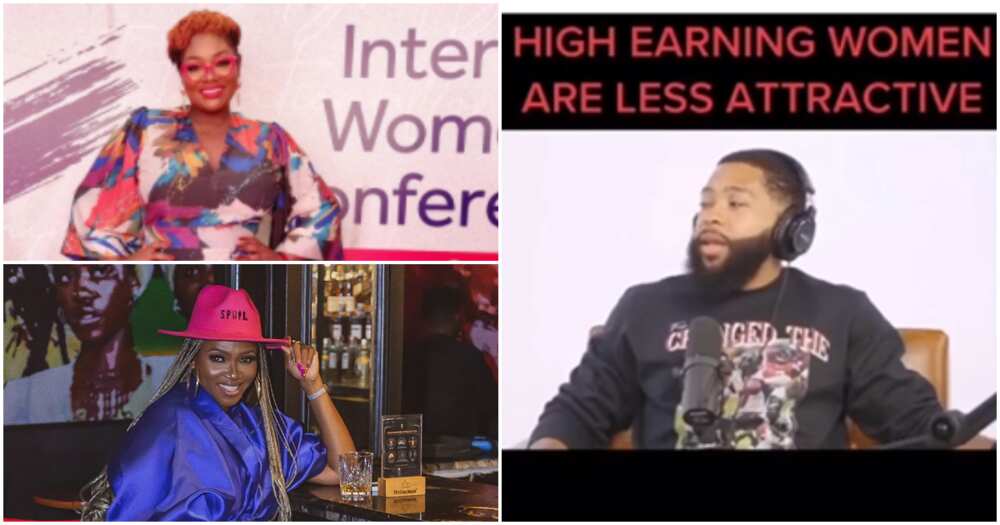 Female celebrities react to claims about high earning women.