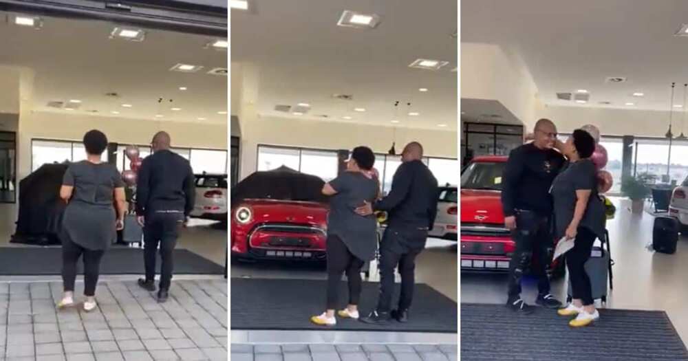 Husband surprises wife with Mini Cooper Husband surprises wife with Mini Cooper
