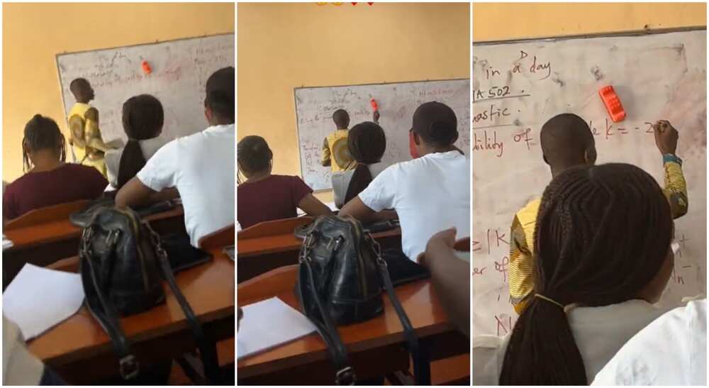 Photos of a student teaching his coursemates.