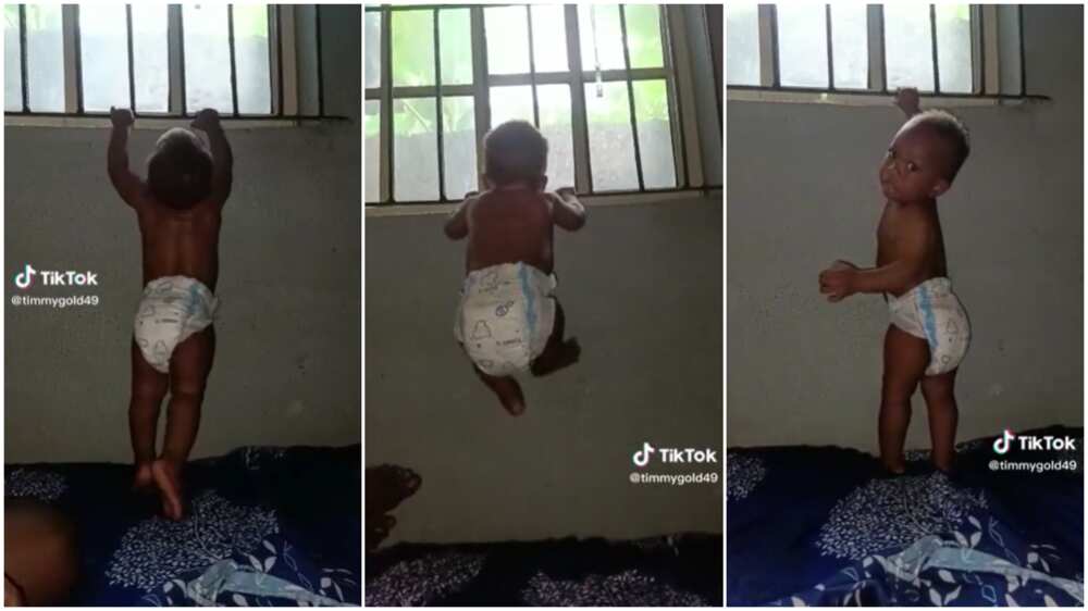 Baby and mum/kid tried to climb window.
