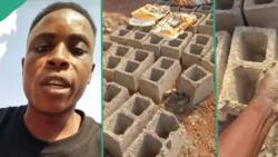 Dangote, BUA cement price: Young man sees weak blocks bricklayers made, cries as he inspects them